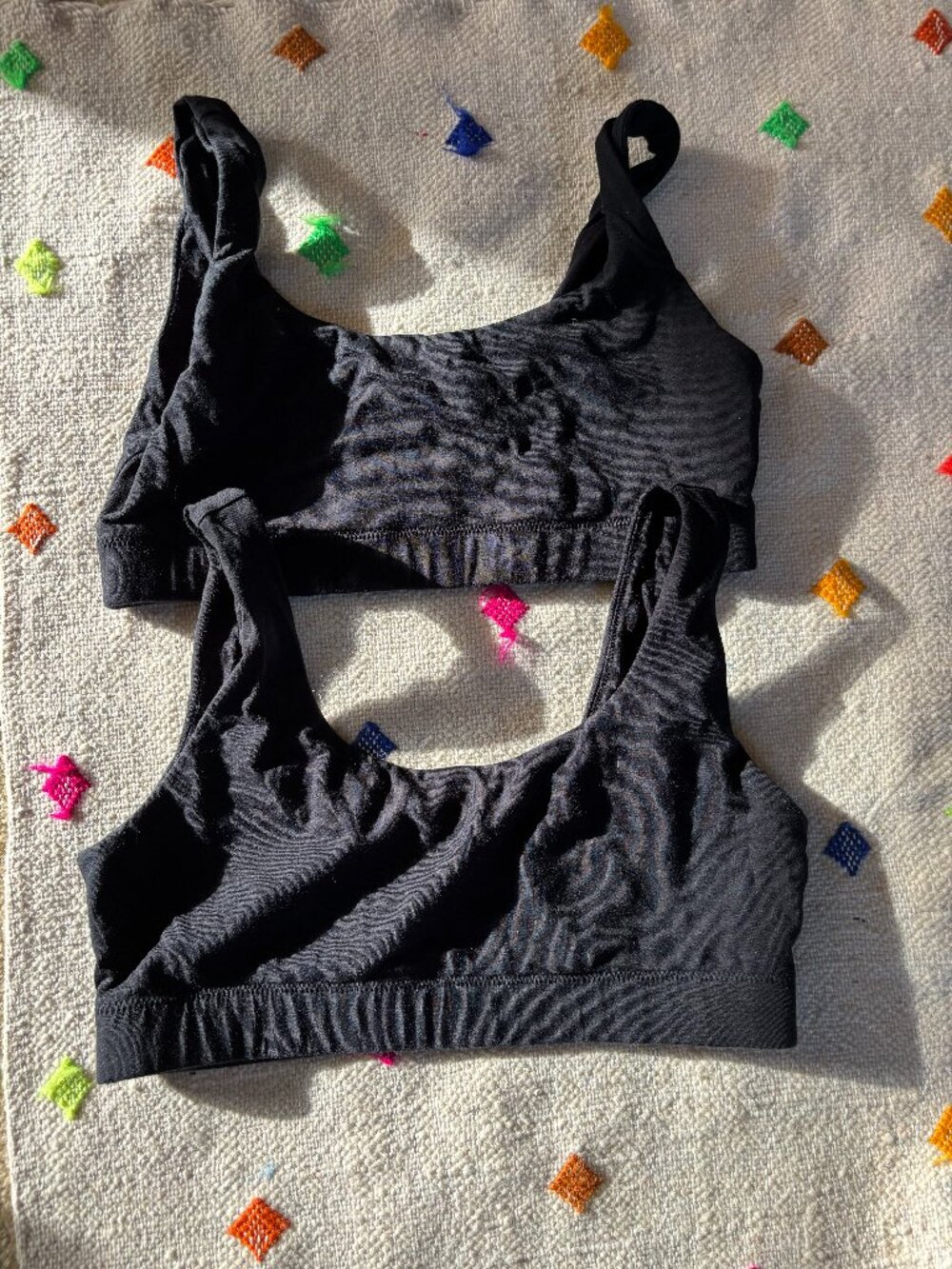 Like New Quince Organic Cotton Tank Bralette  -  Black, Size S - Pack of 2